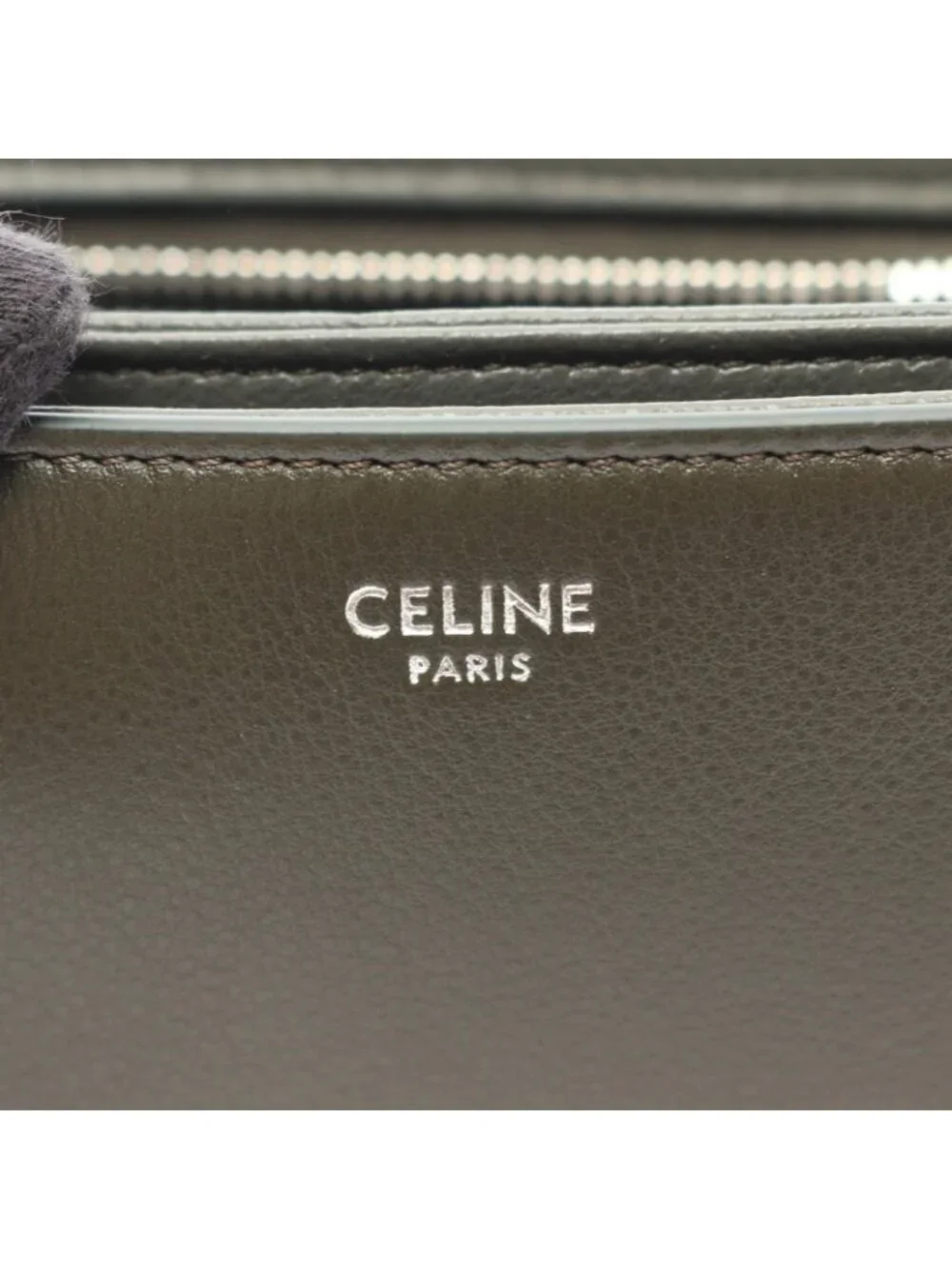 Celine Shoulder Bag Small Besace Strap Triomphe Olive Leather